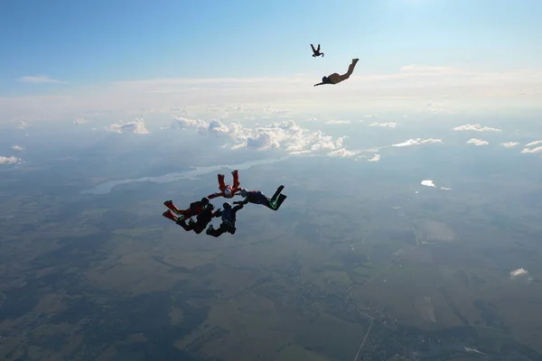 Formation Parachutisme Groupe Parachutistes Est Dans Ciel — Photo