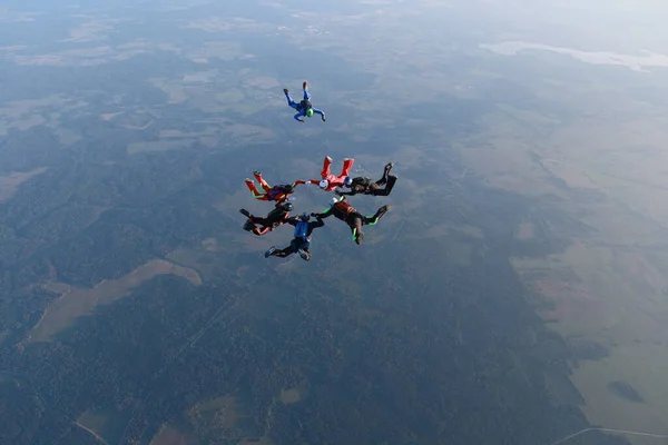 Paraquedismo Formação Grupo Pára Quedistas Está Céu — Fotografia de Stock