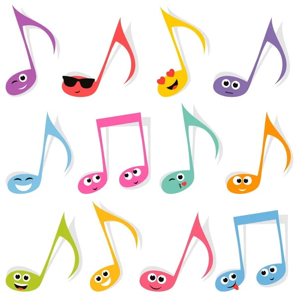 Set of cute colorful note smileys — Stock Vector