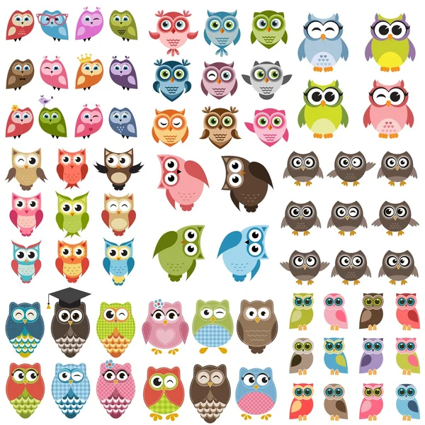 Sowy i owlets — Wektor stockowy