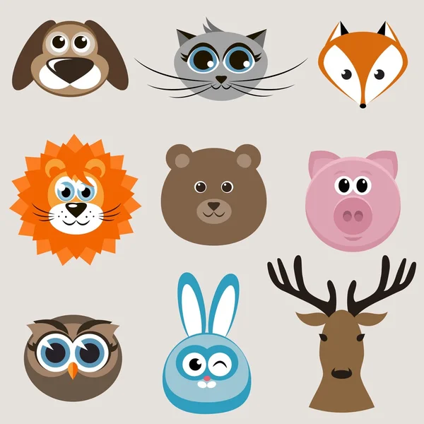 Conjunto de animales lindos — Vector de stock