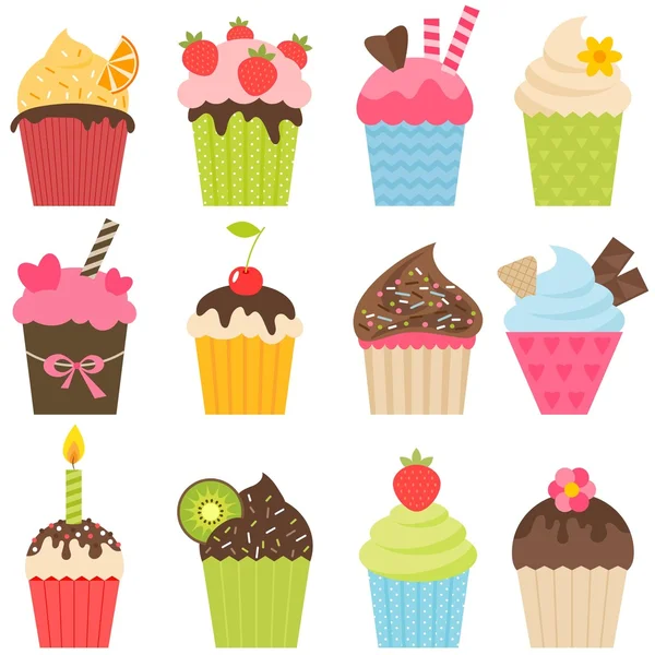 Set von Cupcakes — Stockvektor