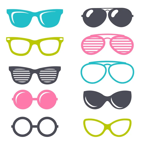 Coloré bande dessinée rétro lunettes de soleil ensemble — Image vectorielle