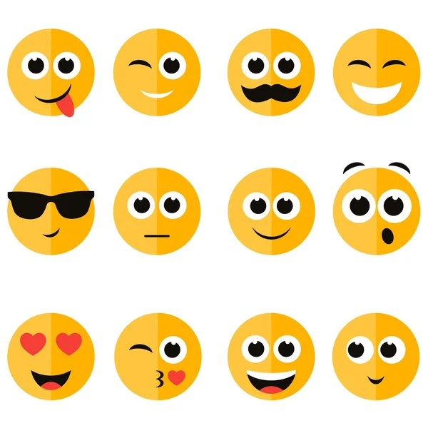 Conjunto de ícones faciais emocionais — Vetor de Stock