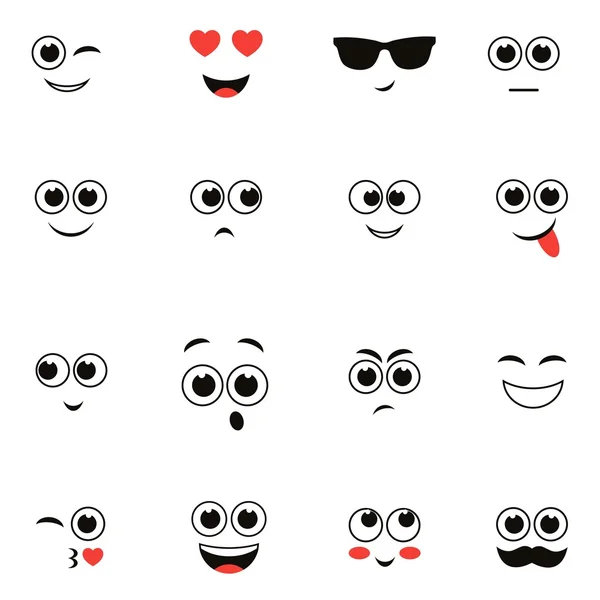 Smiley faces isolated on white — Stock Vector