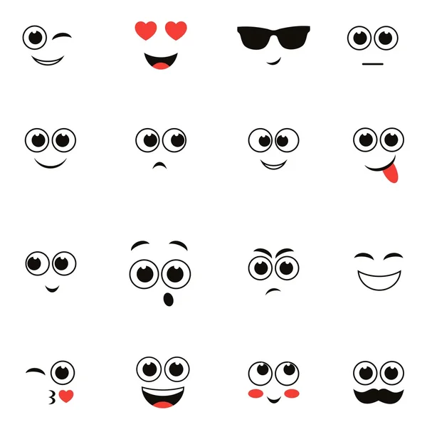 Caras sonrientes aisladas en blanco — Vector de stock