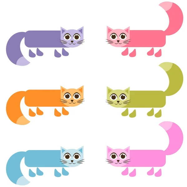 Conjunto de gato colorido bonito —  Vetores de Stock