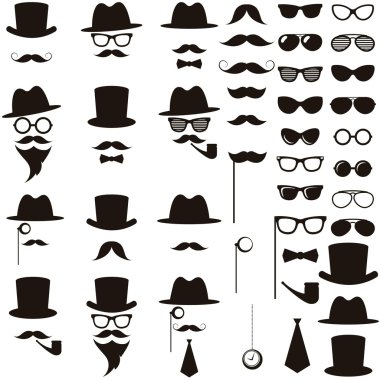 Siyah retro beyefendi Icons set