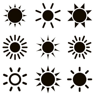 Kara güneş simgeler kümesi