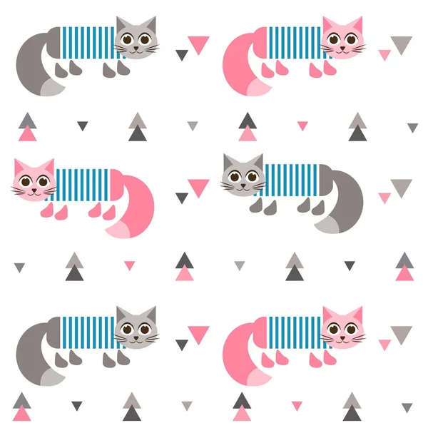 Pattern with cats in frock — Stock Vector