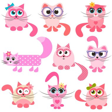 pembe ve kırmızı kedi kümesi