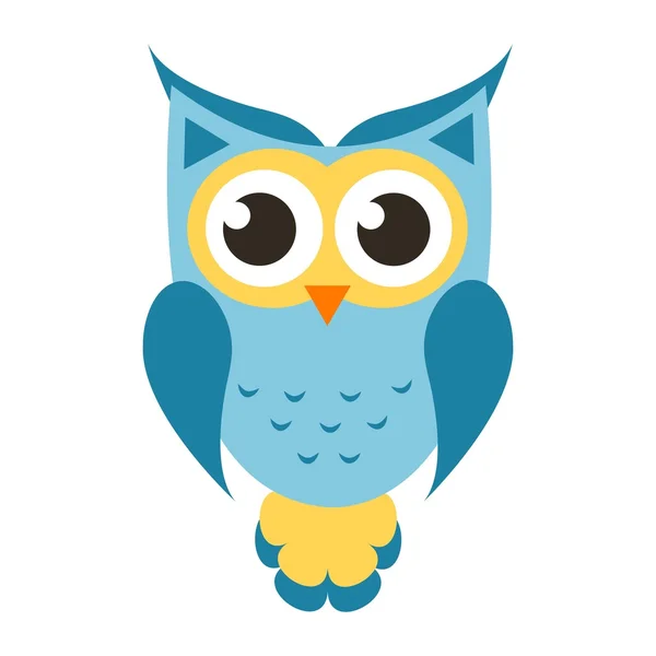 Cartoon blue owl icon — Stock Vector