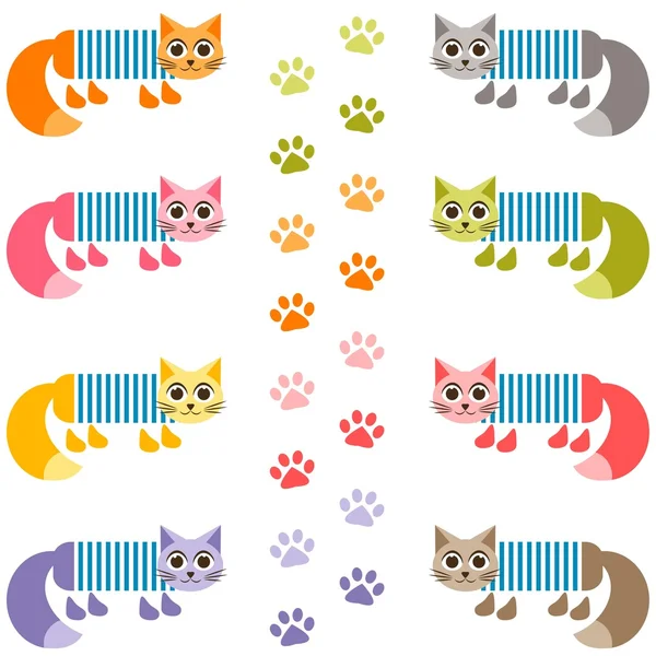 Fondo con lindos gatos marineros en vestido — Vector de stock