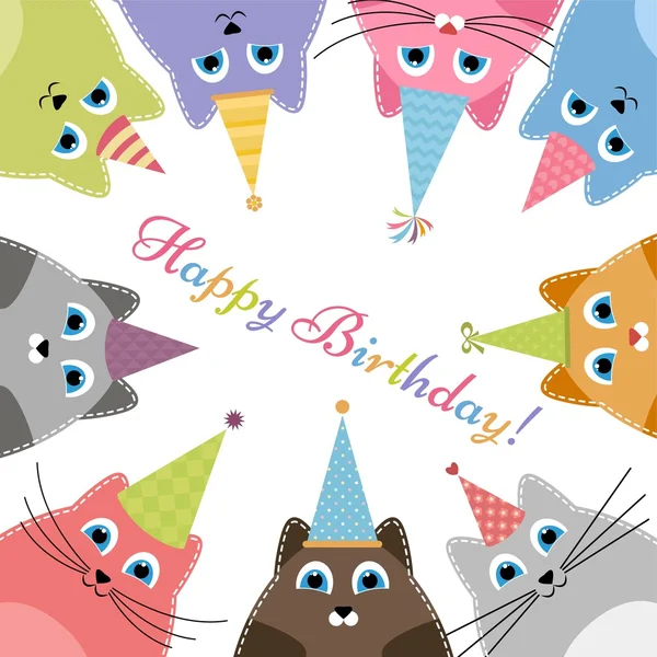 Születésnap kártya-val macskák — Stock Vector