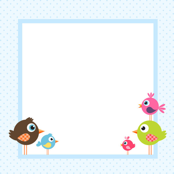 frame with funny birds