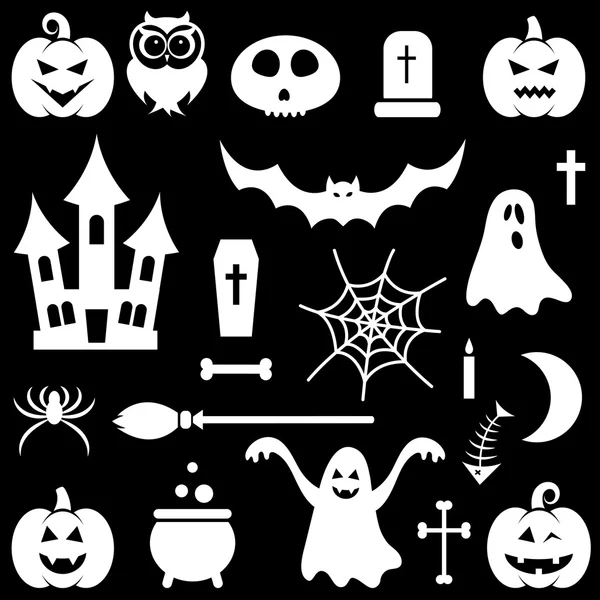Set di icone di Halloween bianco — Vettoriale Stock
