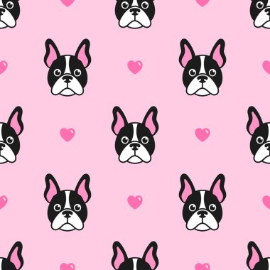 Şirin köpekleri ve pembe kalpleri olan bir model.