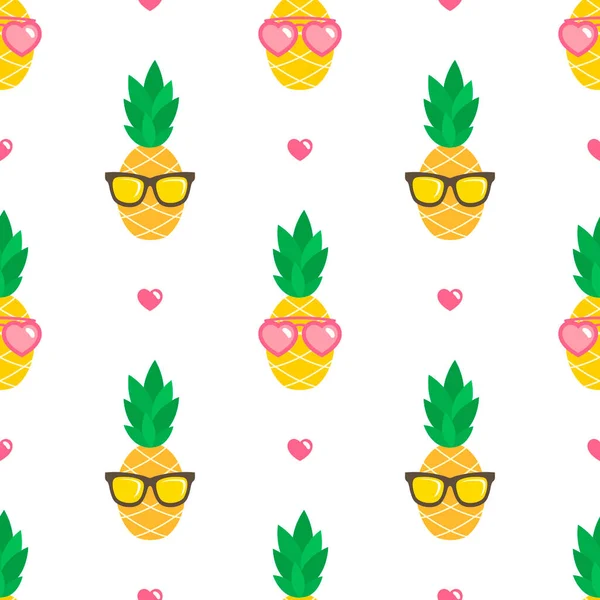 Seamless pattern with cute pineapples and hearts Royalty Free Stock Illustrations