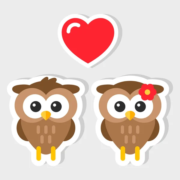 Couple of owls with heart. Vector illustration Royalty Free Stock Illustrations