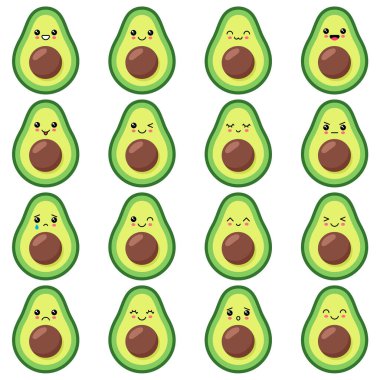 cute avocado set with different emotions