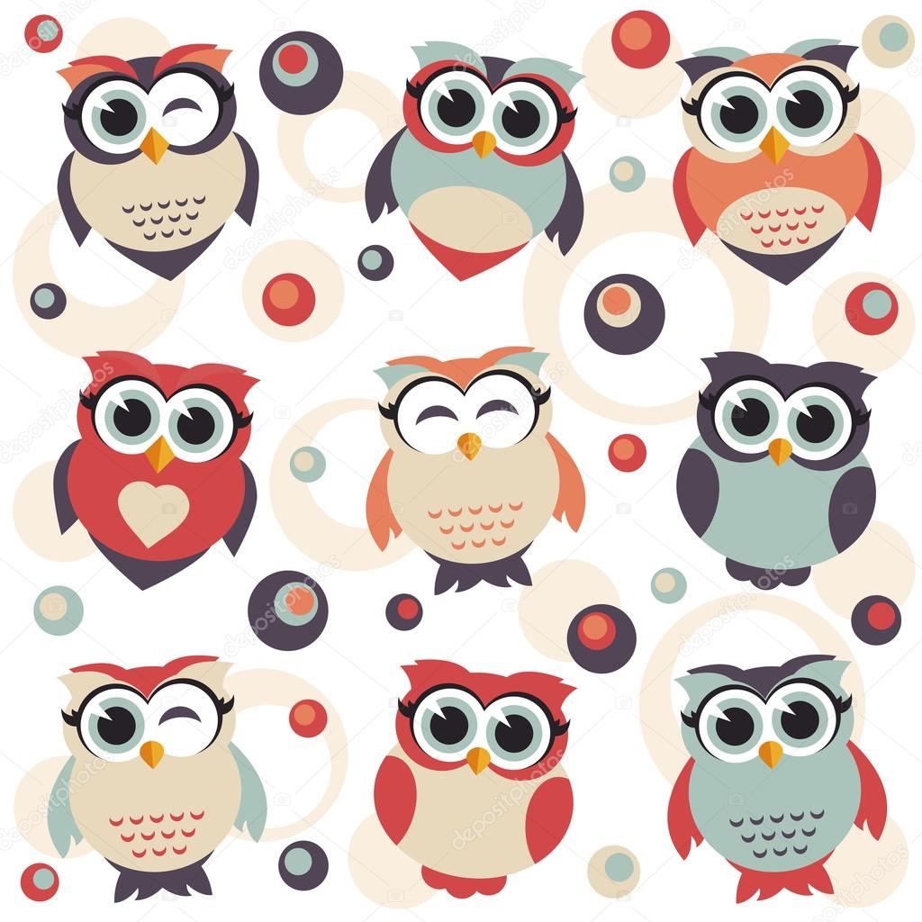 Background with cute owls 