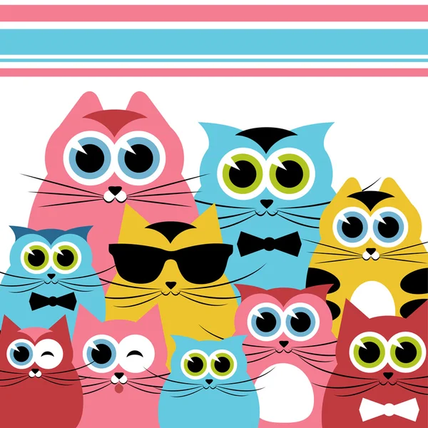 Famille de chats drôles — Image vectorielle