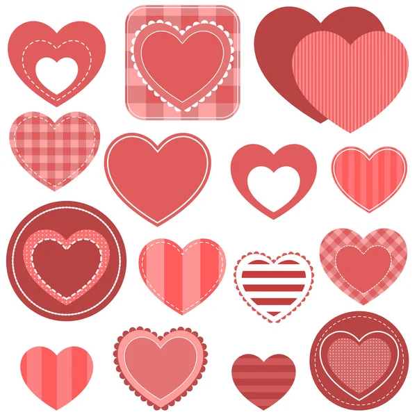 Набор красных сердец — стоковый вектор