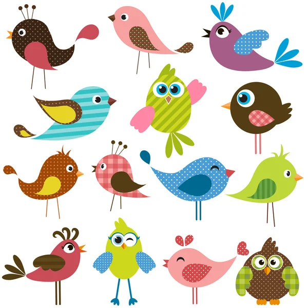 Conjunto de pájaros lindos — Vector de stock