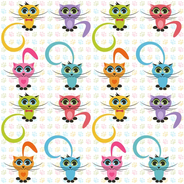 Pattern with color cats — Stock Vector