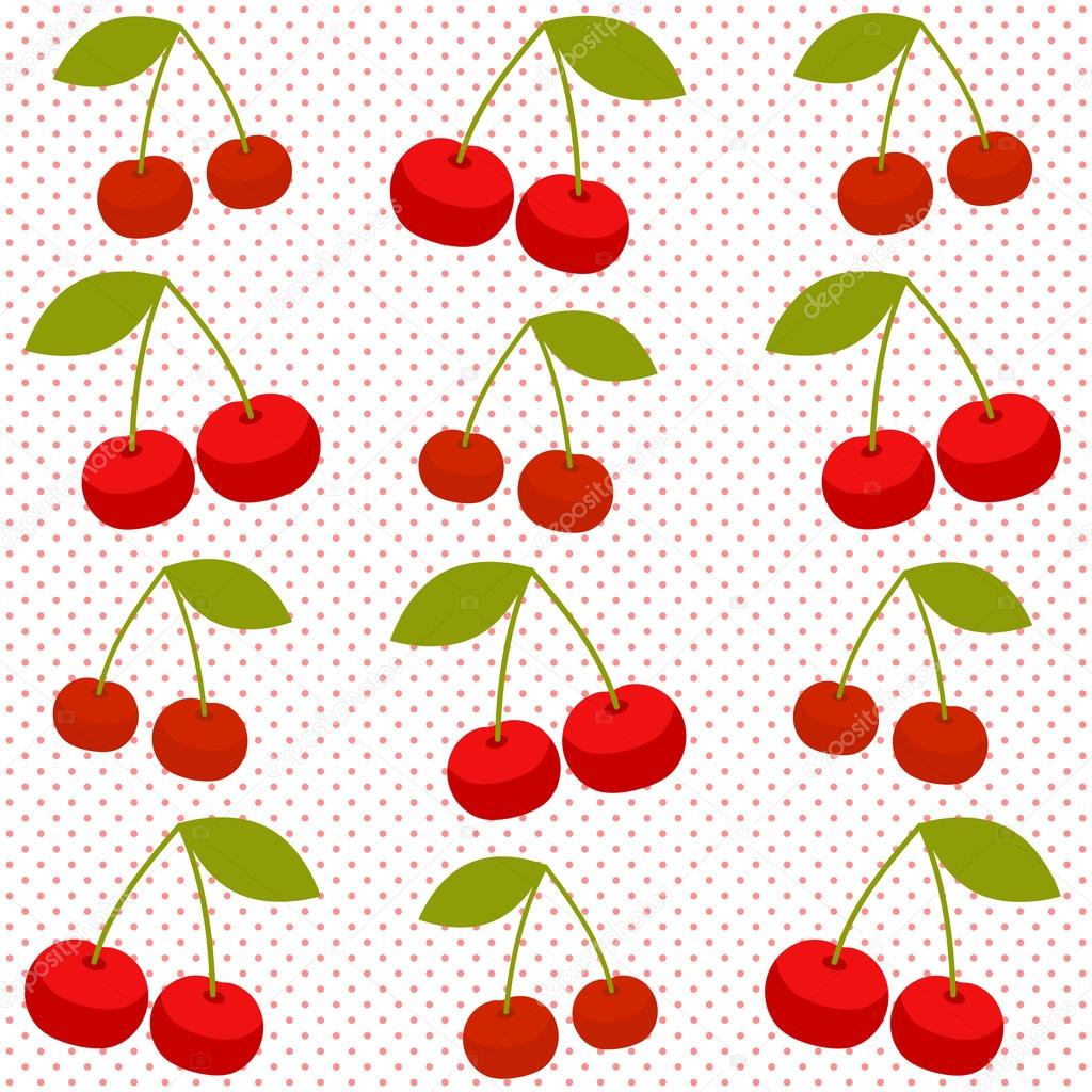 Background with red cherries
