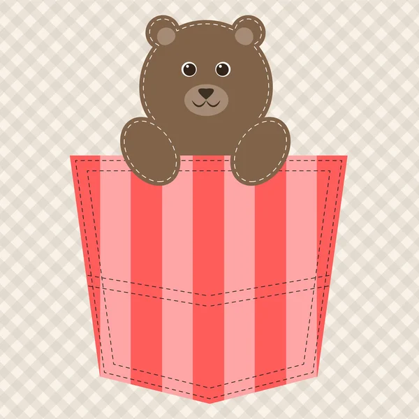 Cartoon teddybeer in zak — Stockvector