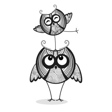 Two funny owls clipart