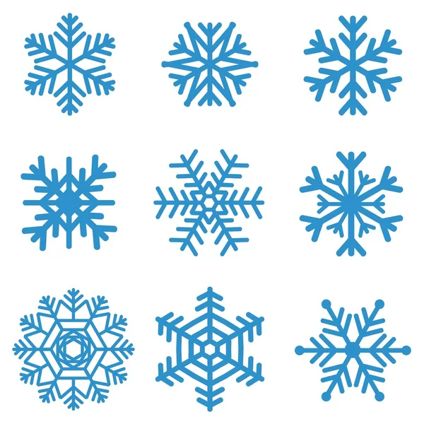 Conjunto de copos de nieve azules — Vector de stock