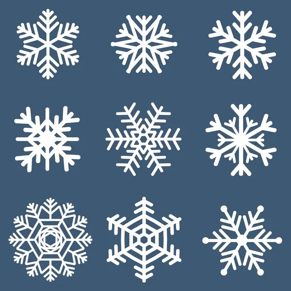 Conjunto de copos de nieve — Vector de stock