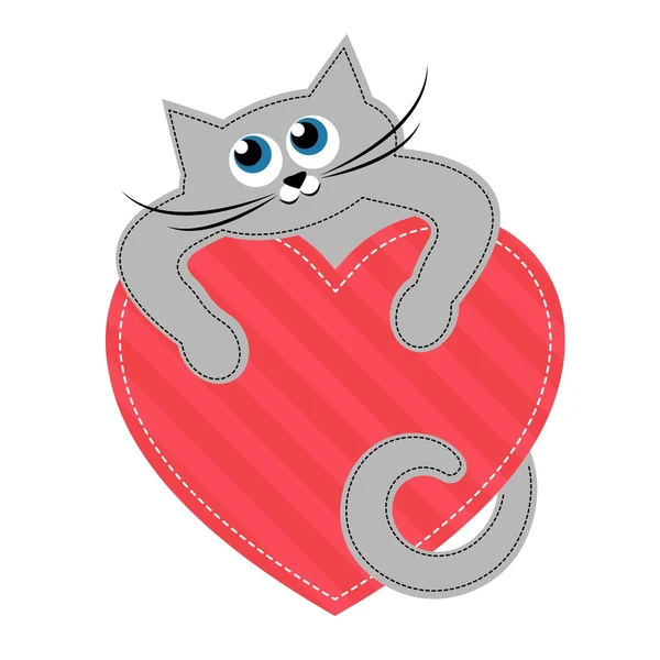 Cute cat with heart — Stock Vector
