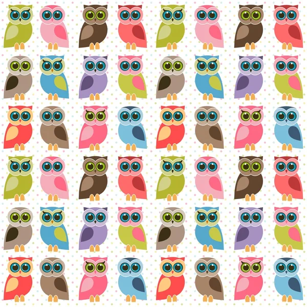 Arka plan ile renkli sevimli baykuşlar — Stok Vektör