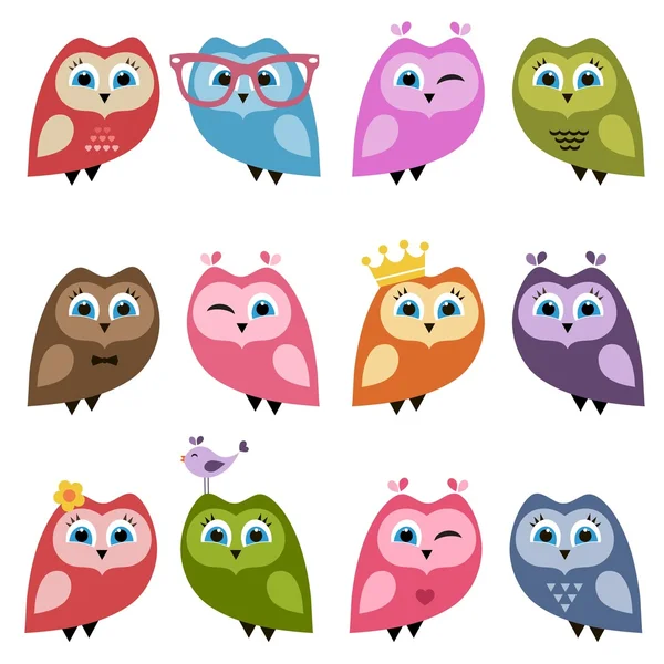 Sowy i owlets — Wektor stockowy