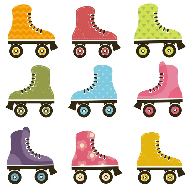 Conjunto de patines de ruedas con dibujos — Vector de stock