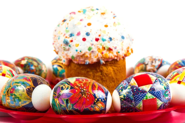 Easter cake and eggs — Stock Photo, Image