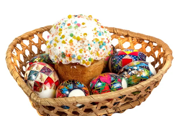 Easter cake and eggs — Stock Photo, Image