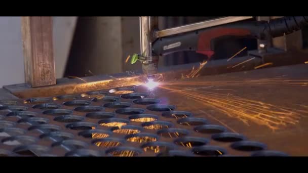 Máquina Corte Plasma Para Cortar Chapa Aço Grossa Círculos — Vídeo de Stock