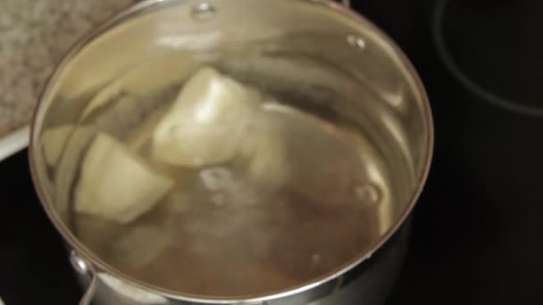 Potatoes in the pan — Stock Video