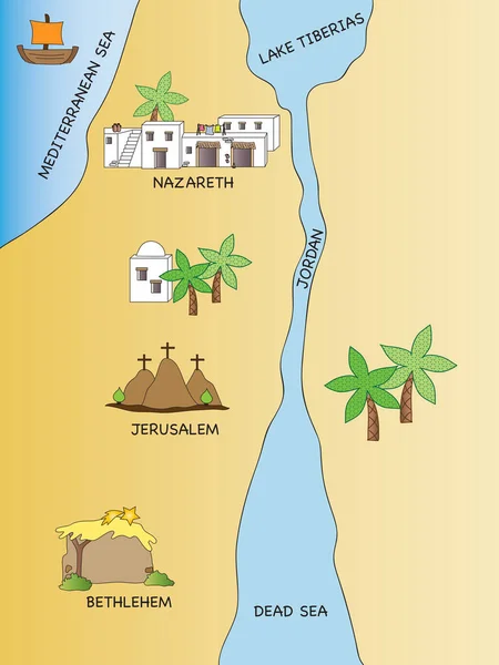 Ilustração Mapa Palestina Tempo Jesus — Fotografia de Stock