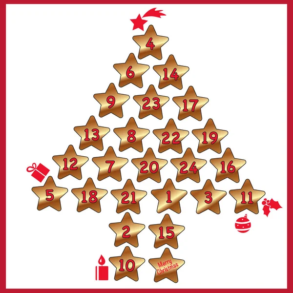 Funny Advent Calendar Stars Numbers — Stock Photo, Image