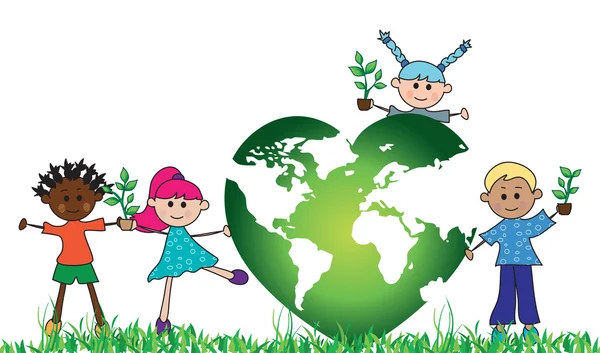 Green world with children — Stock Photo, Image