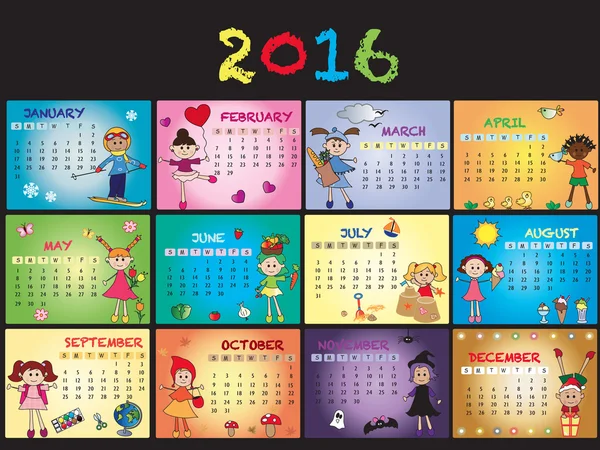 Calendario 2016 —  Fotos de Stock