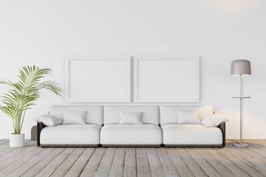 3D modelleme ev dekorasyon elementleri ile iç mimari. iki tahta çerçeve.