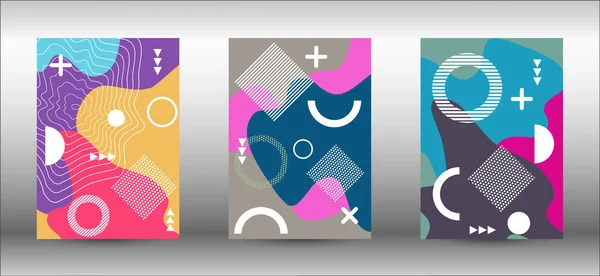 Memphis background set covers. — Stock Vector