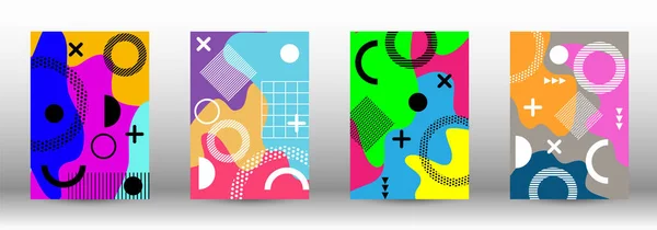 Modern Memphis Background Set Covers Great Design Any Purposes Trendy — Stock Vector