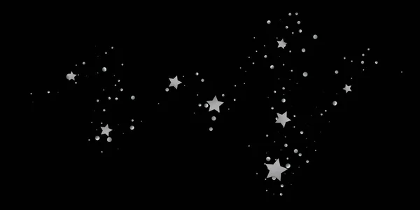 コンフェッティの銀の星 星空を背景に ランダムな星は黒い背景で輝きます 輝く星と暗い空 空飛ぶコンフェッティ あなたのデザイン カード 招待状 ギフトに適しています — ストックベクタ